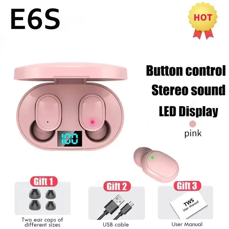 Écouteurs sans fil Bluetooth TWS E6S avec microphone, casque antibruit pour Huawei et Xiaomi 9