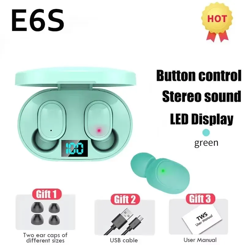Écouteurs sans fil Bluetooth TWS E6S avec microphone, casque antibruit pour Huawei et Xiaomi 8