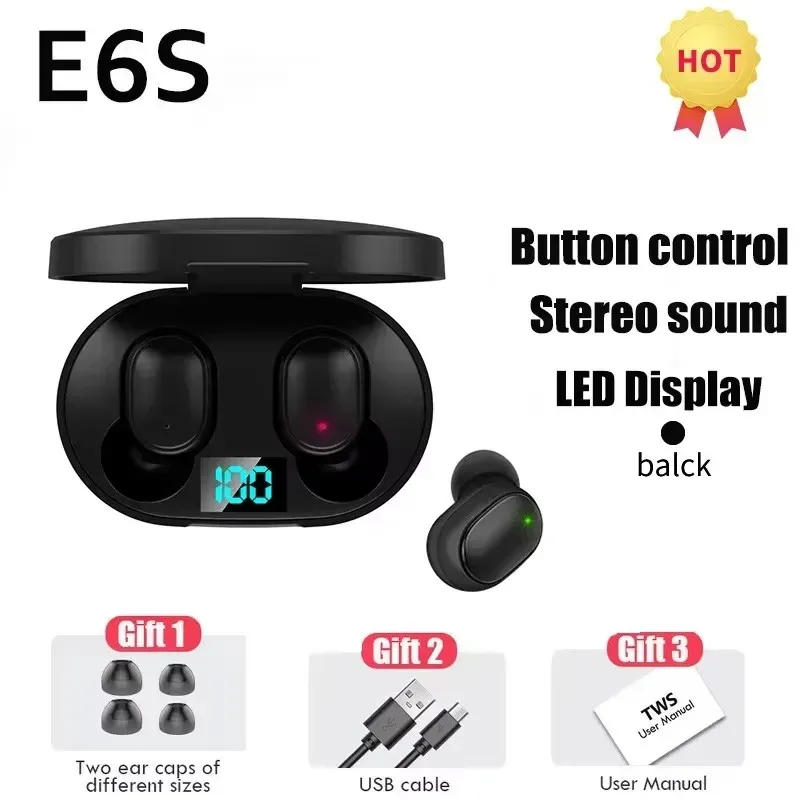 Écouteurs sans fil Bluetooth TWS E6S avec microphone, casque antibruit pour Huawei et Xiaomi 11
