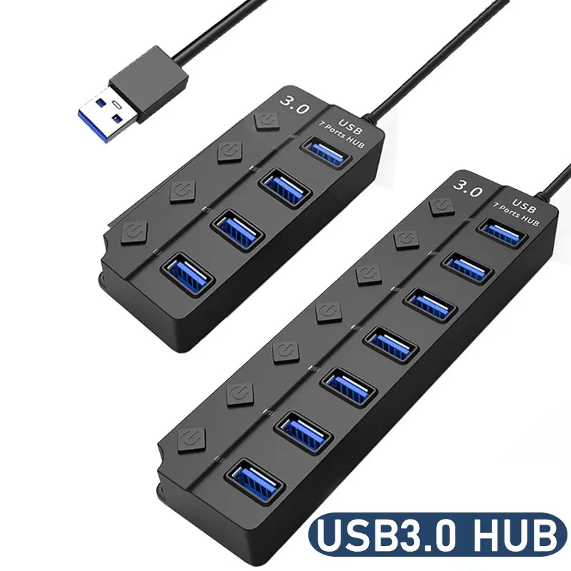 Hub USB 3.0 multi-ports (4 à 7 ports) avec câble de 30 cm