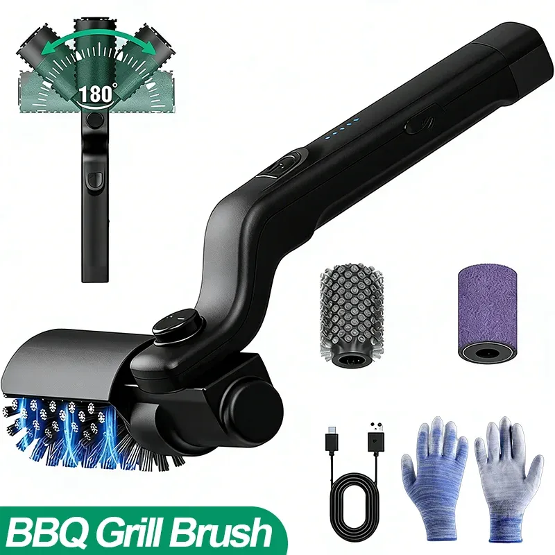 Brosse de nettoyage pour barbecue électrique à 3 vitesses et tête pivotante à 180 °, autonomie de 90 minutes 7