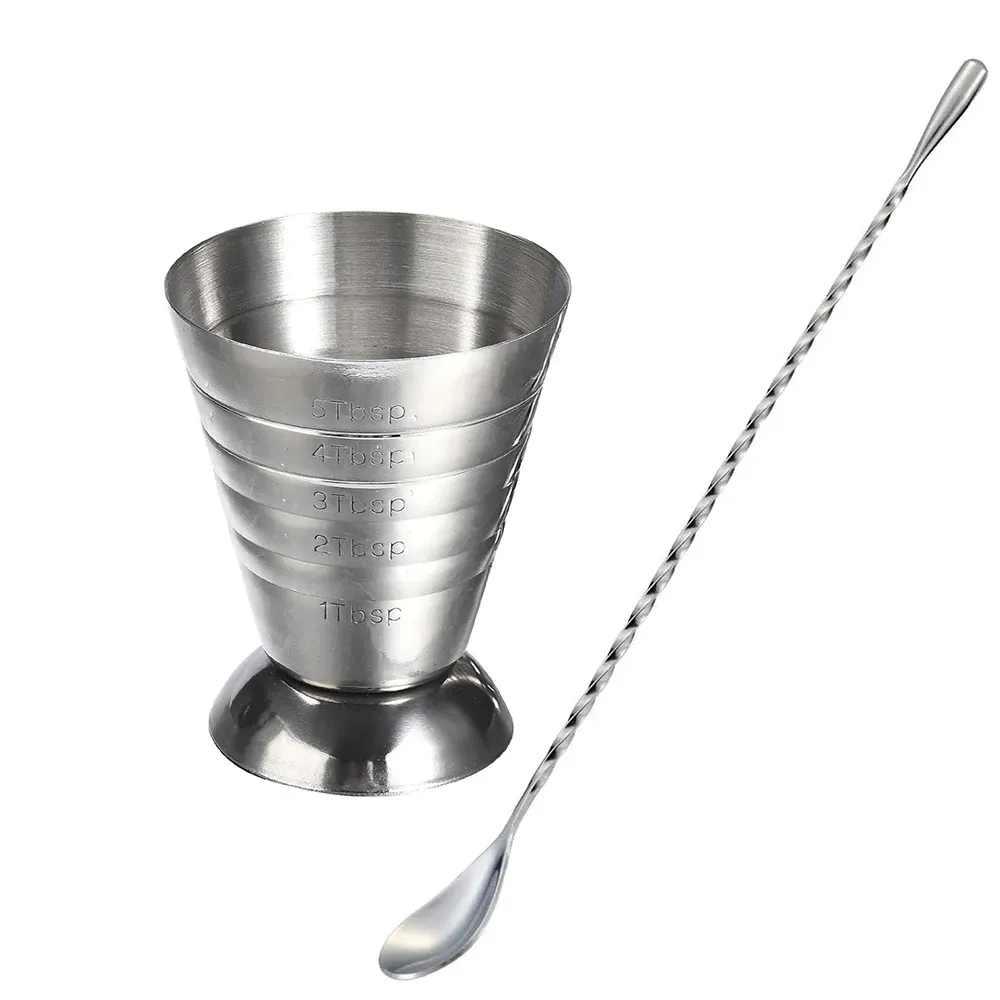Tasse doseuse en acier inoxydable avec cuillère mélangeuse, 75 ml (2,5 oz) 10