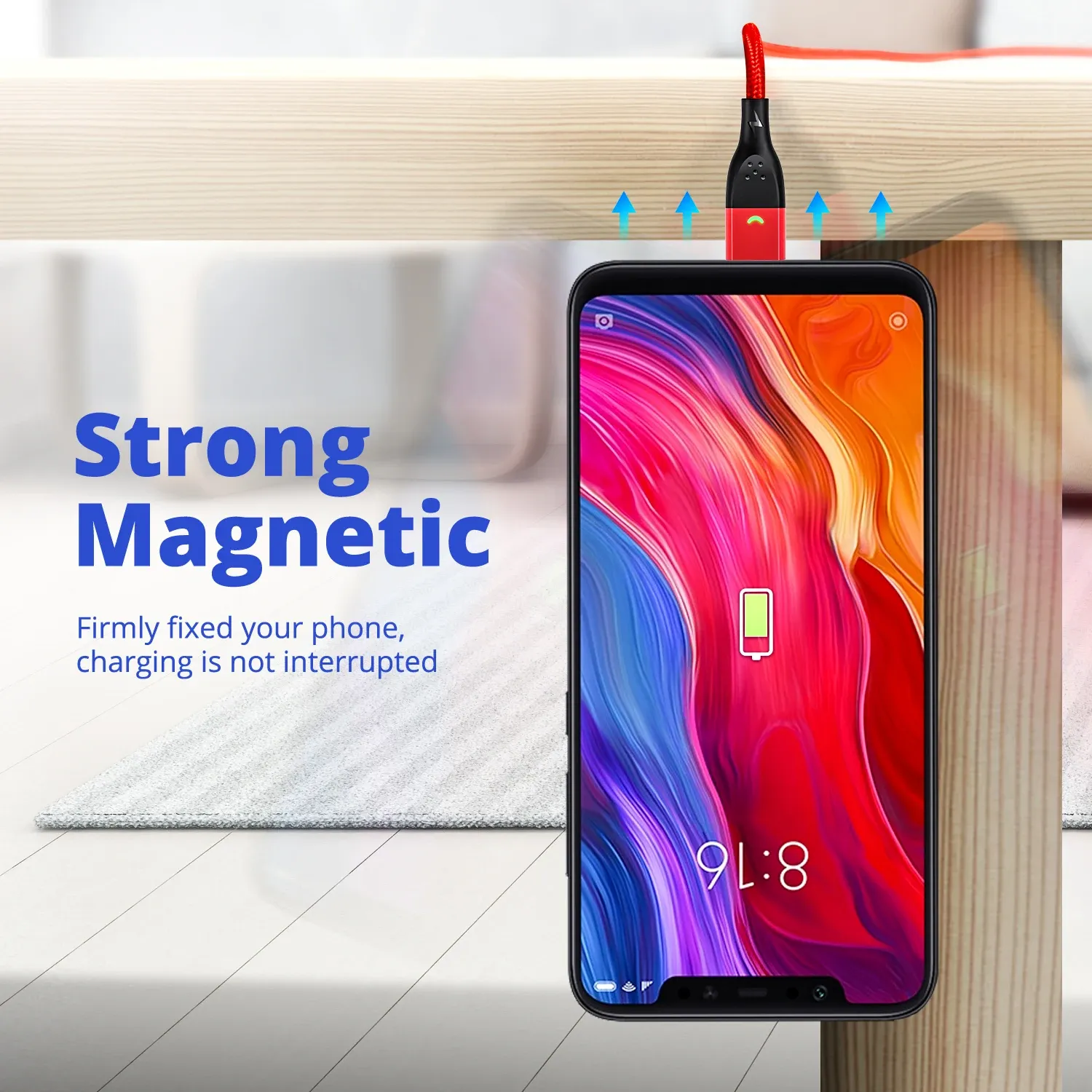 Câble de charge magnétique USB Type-C FONKEN pour Realme GT6, câble de chargeur magnétique avec connecteur Micro USB et Android 4