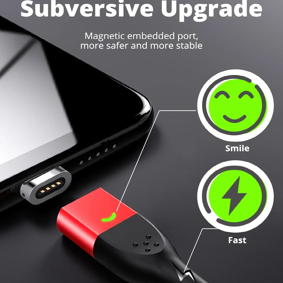 Câble de charge magnétique USB Type-C FONKEN pour Realme GT6, câble de chargeur magnétique avec connecteur Micro USB et Android 6