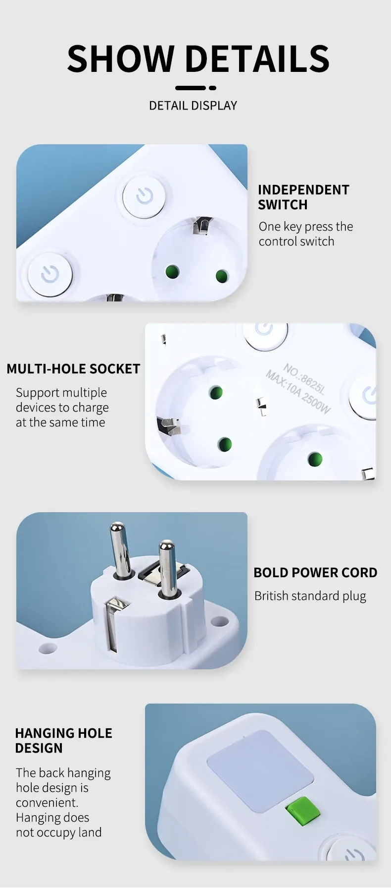 Multiprise 6 en 1 - design et finitions