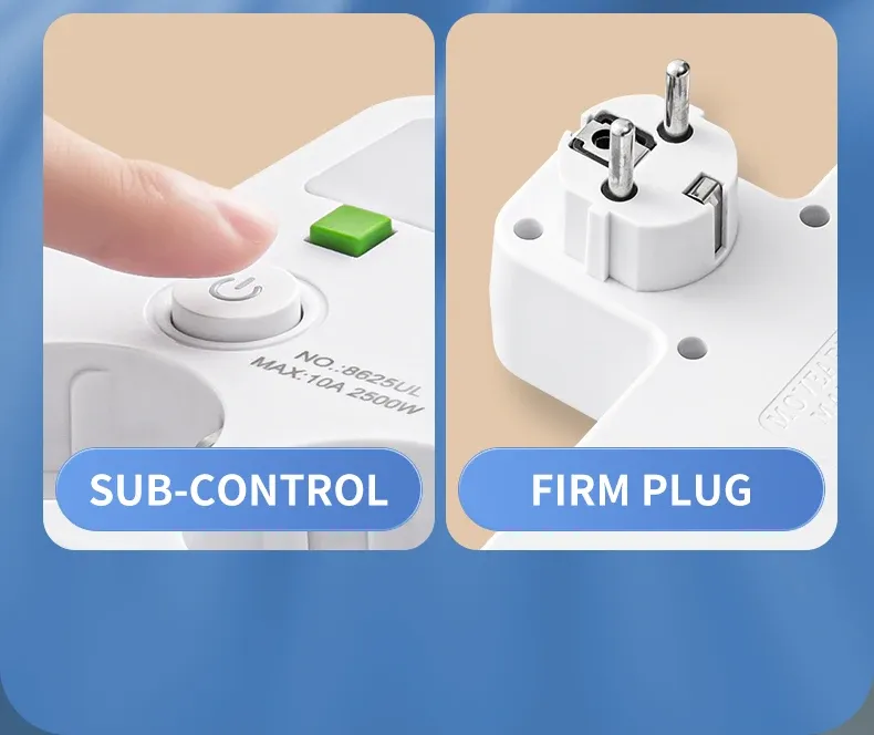 Multiprise 6 en 1 - ports de charge