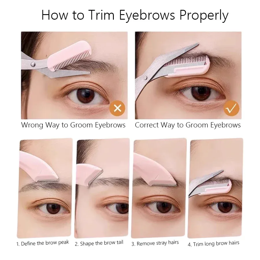 Kit de toilettage des sourcils 2 pièces : rasoir incurvé et ciseaux de précision, faciles à utiliser pour les débutantes et débutants 5