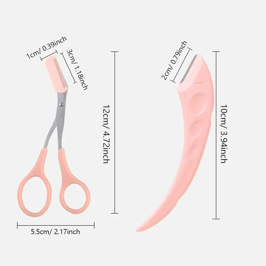 Kit de toilettage des sourcils 2 pièces : rasoir incurvé et ciseaux de précision, faciles à utiliser pour les débutantes et débutants 6