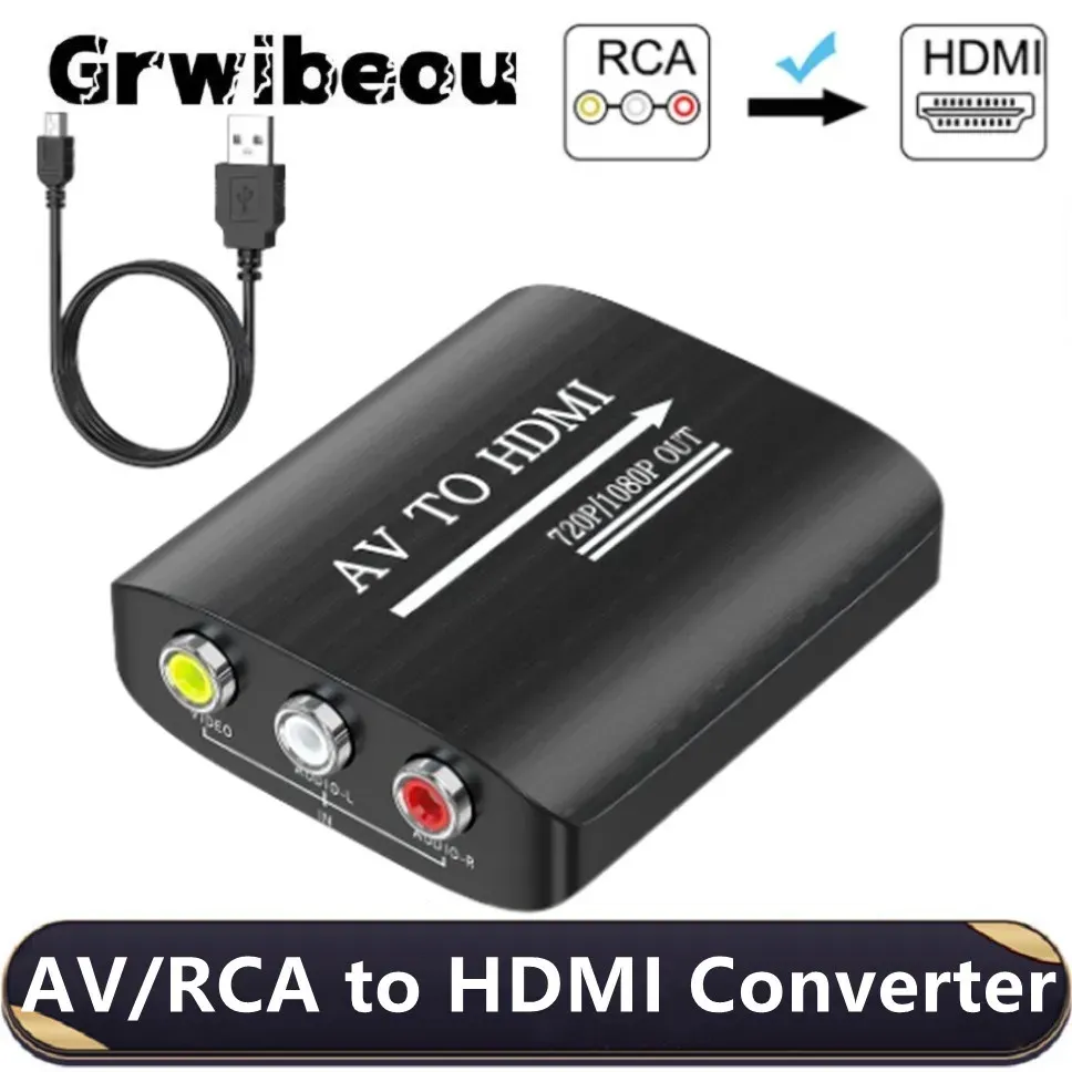 Adaptateur AV vers HDMI 1080p (RCA/CVBS) avec câble USB, compatible N64, Wii, PS1, PS2, PS3, Xbox One et SNES - Image 1