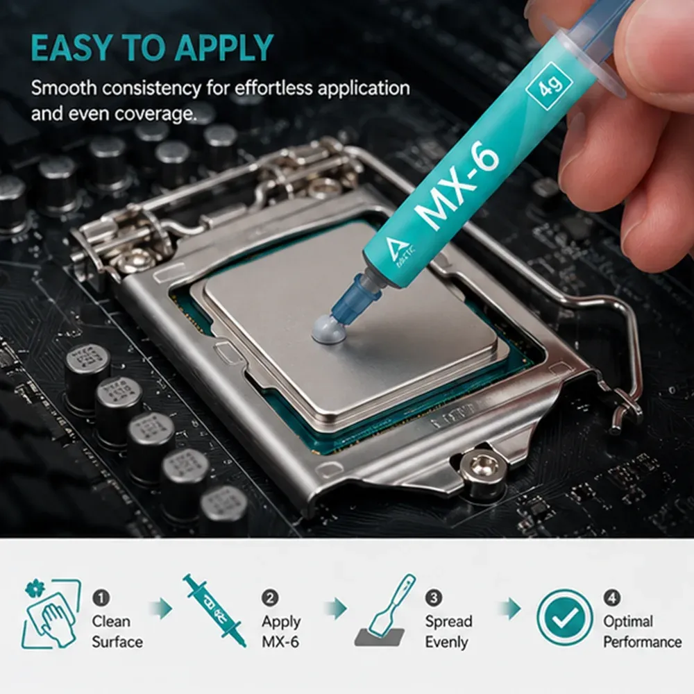 Pâte thermique ARCTIC MX-4, MX-6, MX-7 (2 g / 4 g / 8 g) pour processeurs, cartes graphiques et ordinateurs portables 3