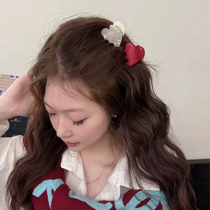Pince à cheveux griffe en acétate en forme de cœur, 3,5 cm 2