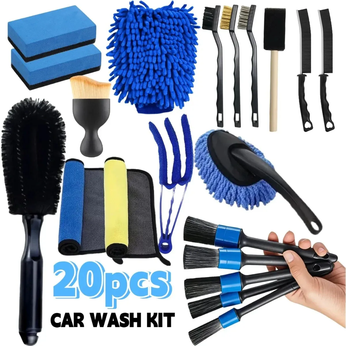 Kit de nettoyage automobile, vue d'ensemble