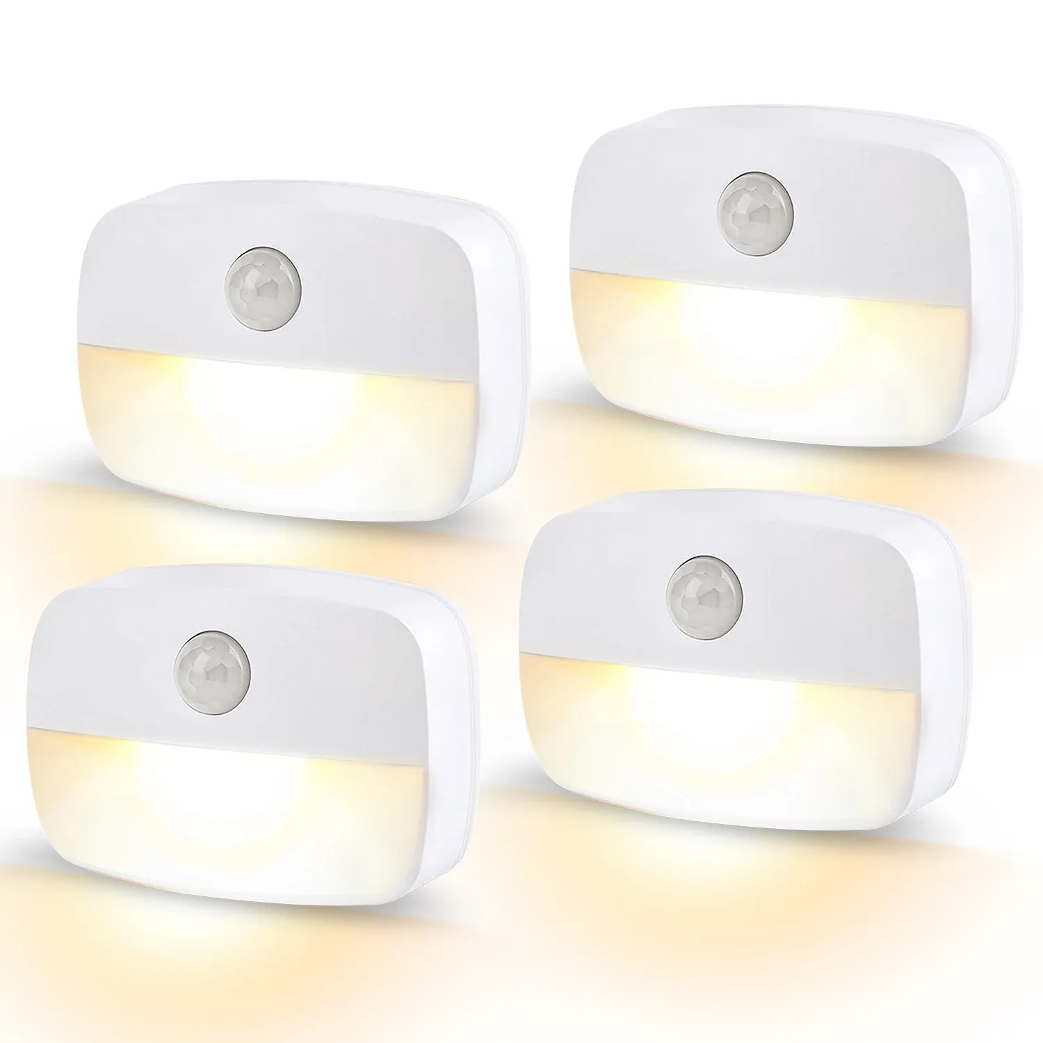 Lot de 4 veilleuses LED à détecteur de mouvement sans fil, fonctionnant sur piles AAA 8