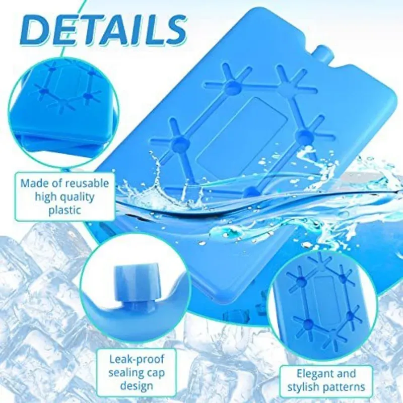 Bloc réfrigérant portable et réutilisable pour congélateur, pack de refroidissement longue durée à remplir d'eau pour la conservation des aliments frais 3