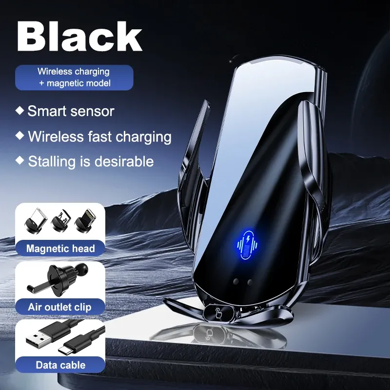 Support de téléphone sans fil pour voiture 15 W avec charge sans fil, à fixer sur grille d'aération, compatible iPhone 15, 14, 13, 12, Xiaomi et Samsung 6