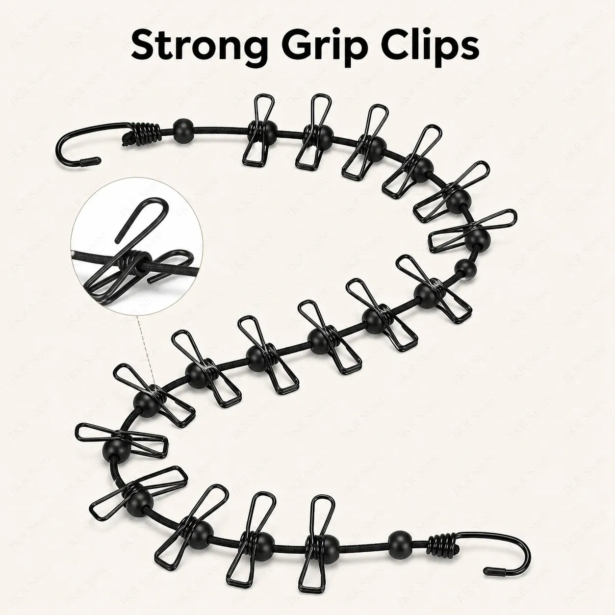 Corde à linge rétractable portable avec 12 pinces, corde de séchage en plastique antidérapante pour voyage, maison et camping 5