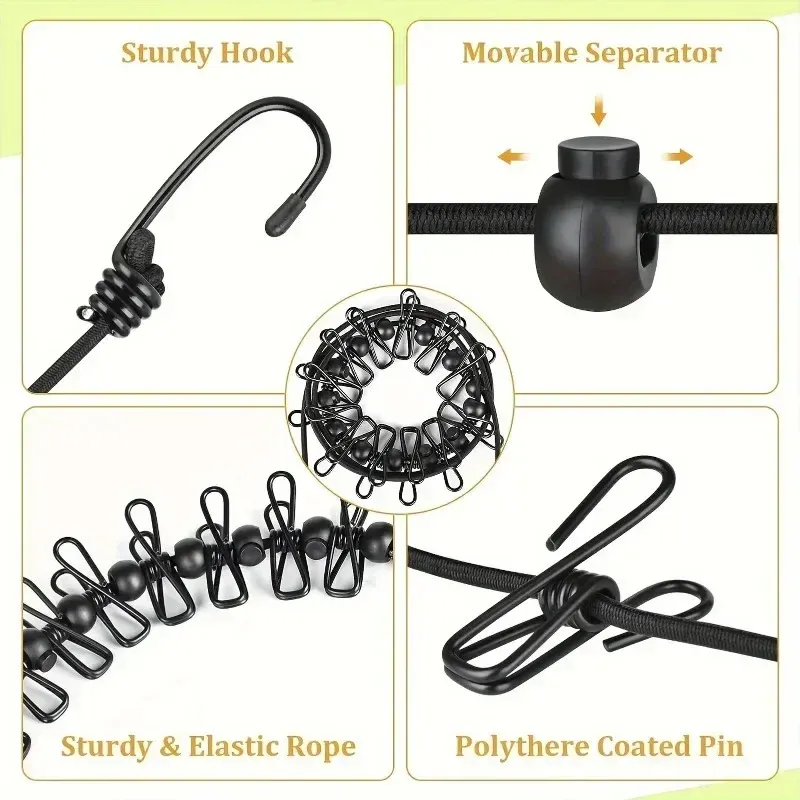 Corde à linge rétractable portable vue d'ensemble