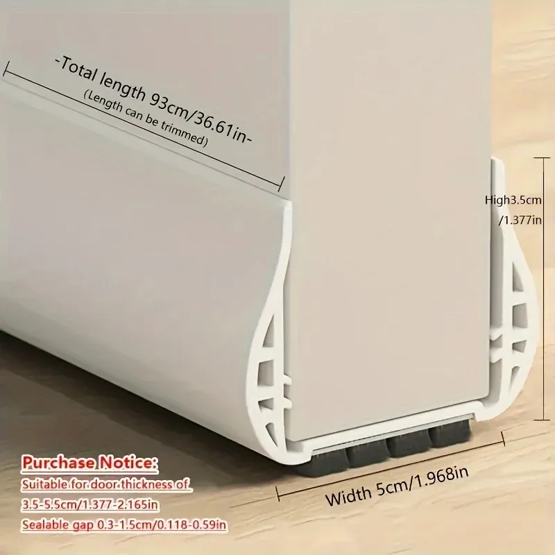 Bouchon de porte réglable pour joint inférieur, vue d'ensemble