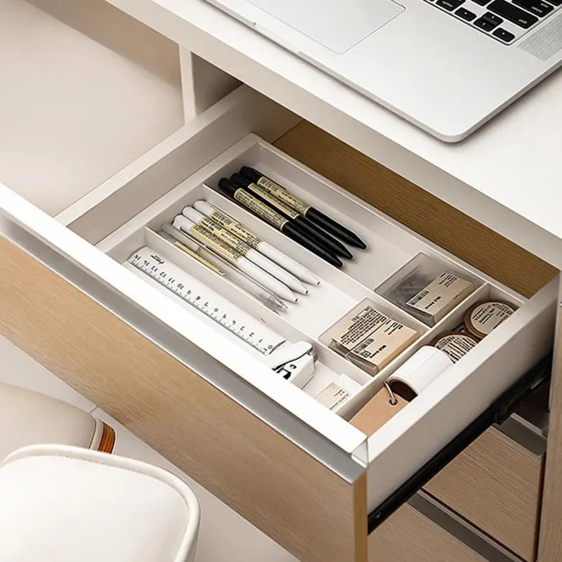 Organisateur de couverts extensible et réglable en argent, plateau à ustensiles pour tiroir de cuisine 4