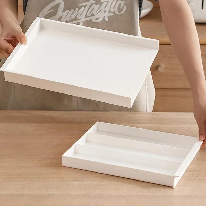 Organisateur de couverts extensible et réglable en argent, plateau à ustensiles pour tiroir de cuisine 5