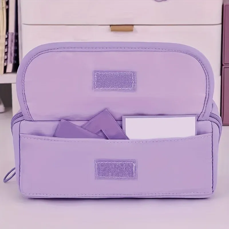 Organisateur de trousse à crayons à grande capacité – Rangement de bureau multi-compartiments pour fournitures scolaires et de bureau (rose/violet/noir) 5