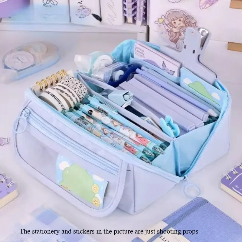 Organisateur de trousse à crayons à grande capacité – Rangement de bureau multi-compartiments pour fournitures scolaires et de bureau (rose/violet/noir) 7