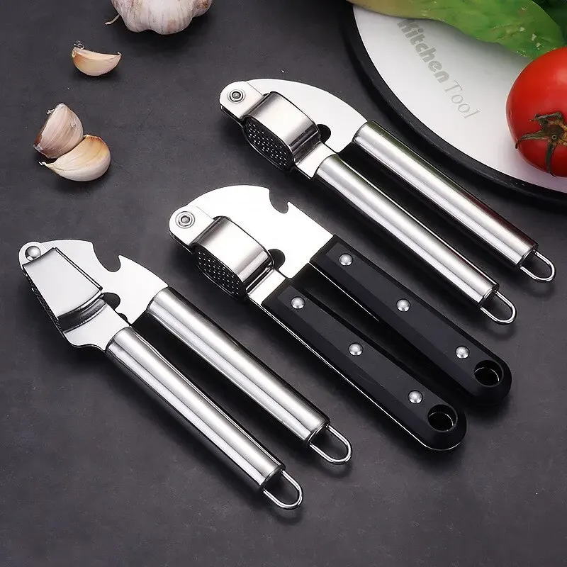 Presse-ail en acier inoxydable noir, presse manuelle pour ail, outil de cuisine créatif 2