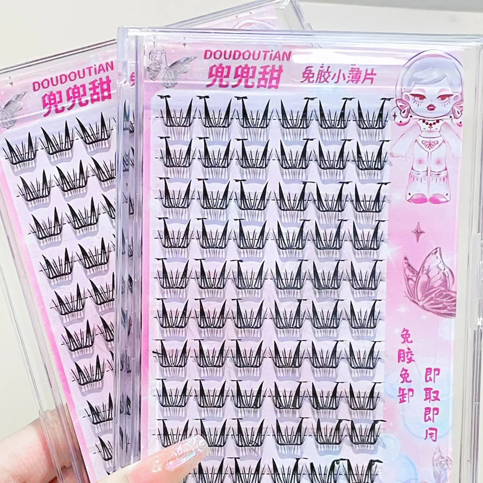 Faux cils C Curl naturels et vaporeux, faux cils auto-adhésifs style manga, idéaux pour les débutantes, accessoires de maquillage pour les yeux 2
