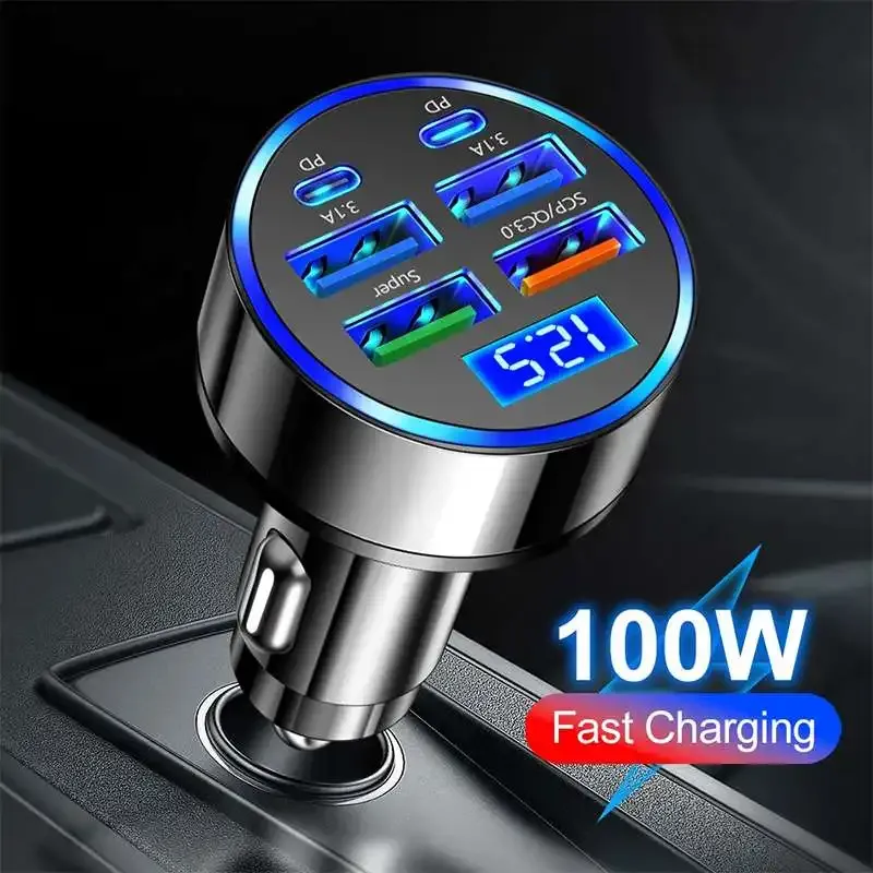 Chargeur de voiture 66W 4 ports USB, charge rapide PD et Quick Charge 3.0, adaptateur USB-C pour iPhone 13, iPhone 12, Xiaomi et Samsung