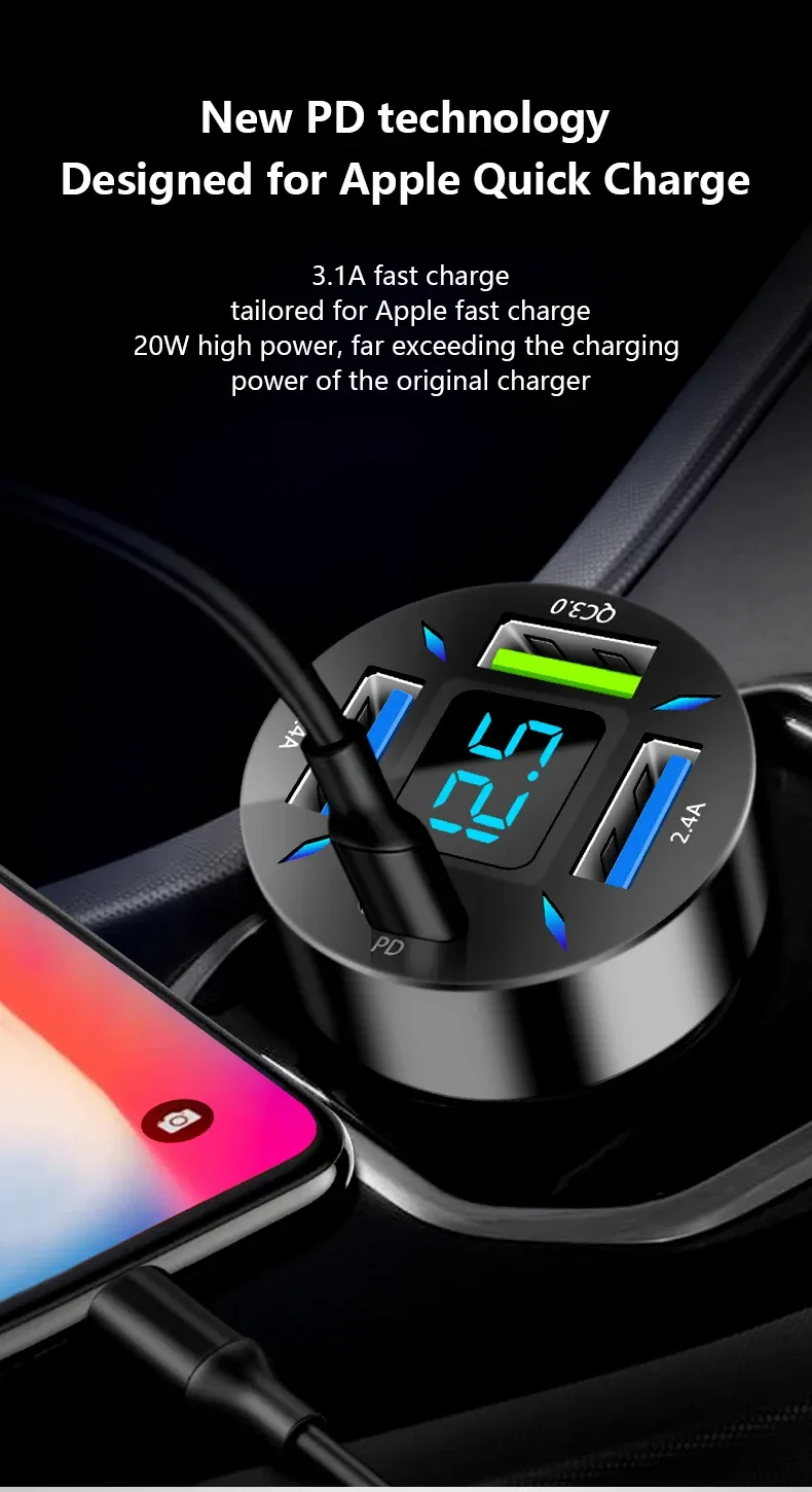 Design épuré du chargeur de voiture