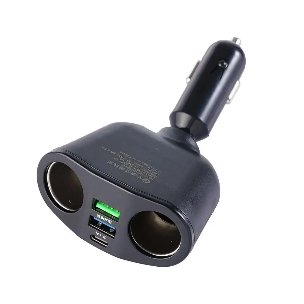 PD QC3.0 Double Prise USB 120W Séparateur Allume-Cigare de Voiture 12V 24V, Adaptateur de Chargeur Rapide pour Téléphone et Dashcam 12