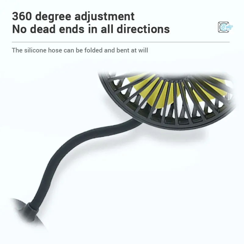 SEAMETAL Ventilateur électrique de voiture à vent puissant, 3 vitesses, rotation à 360 degrés, portable, pour sièges arrière 2