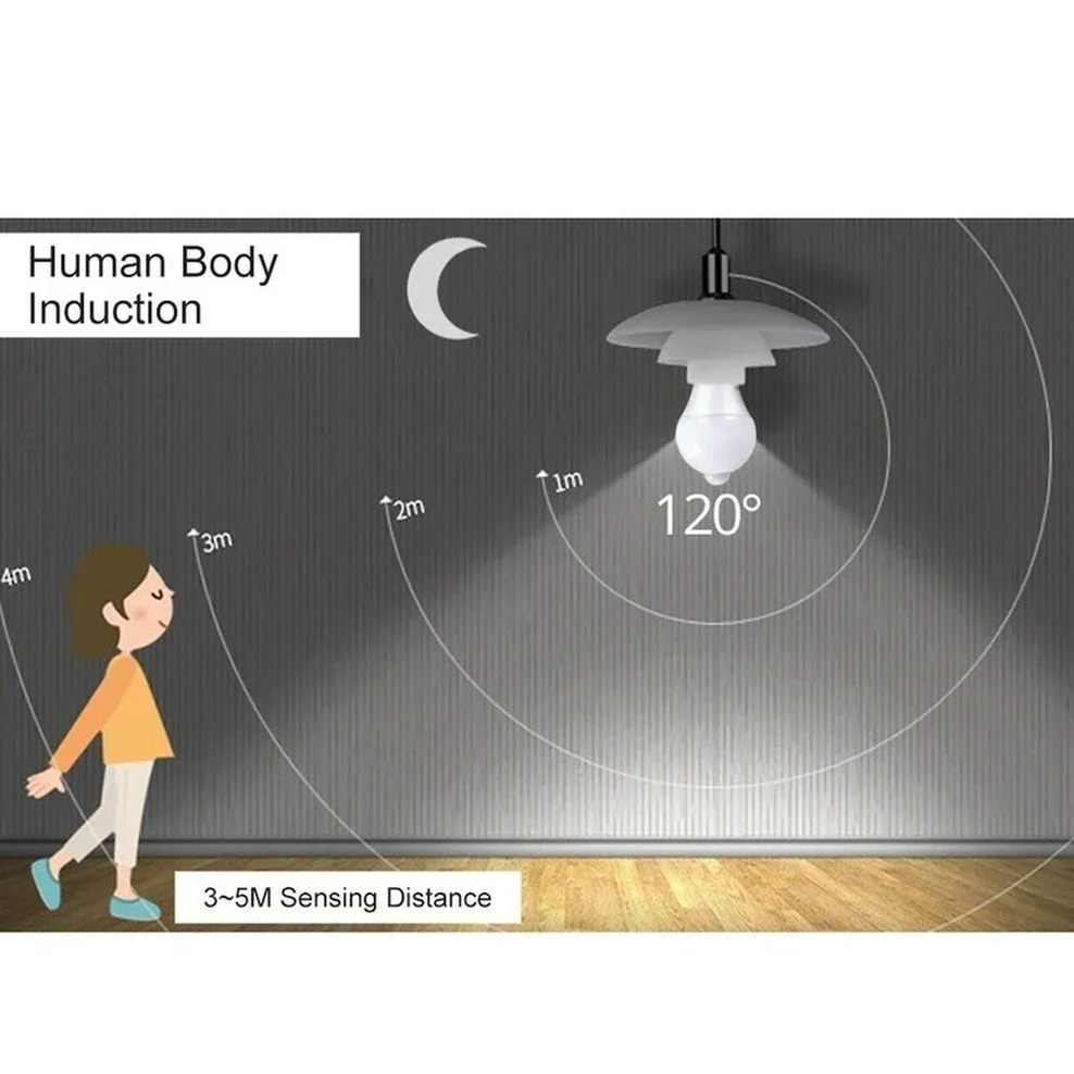Veilleuse à LED avec capteur de mouvement PIR, ampoule à induction pour chambre, couloir et salle de bain, 18 W, 15 W, 12 W, 9 W, 220 V 4