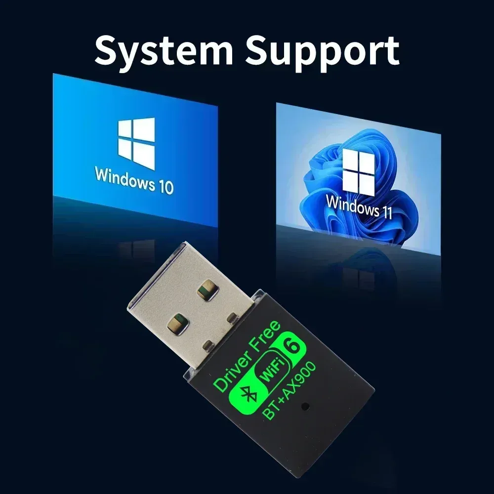 Adaptateur USB Wi-Fi 6 AX900 avec Bluetooth 5.4, carte réseau sans fil double bande 2,4 GHz et 5 GHz, antenne et récepteur de signal pour PC et ordinateur portable, compatible Windows 10/11 6
