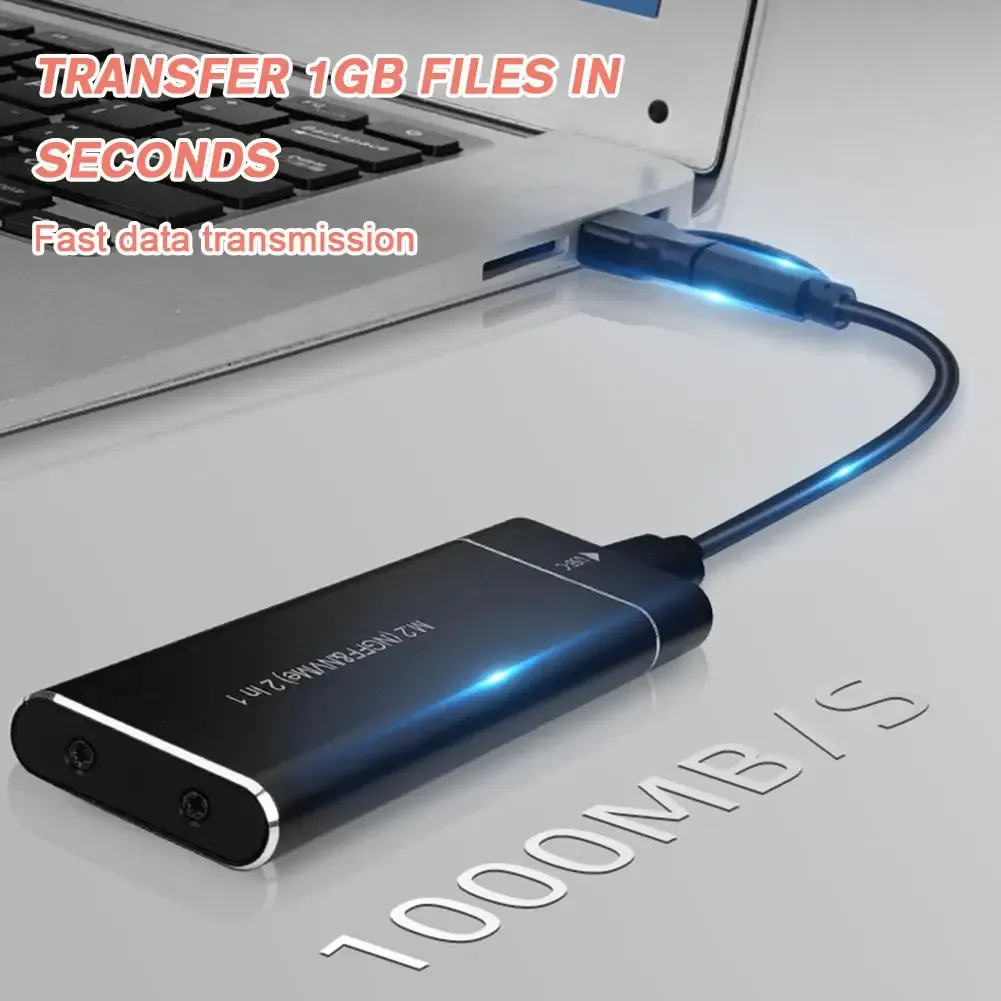 Le title is already in French, so I'll give a clean professional version:

Boîtier SSD M.2 double protocole NVMe et SATA, adaptateur USB 3.1 Type-C 10 Gbit/s, boîtier externe compatible clés M et B+M 2