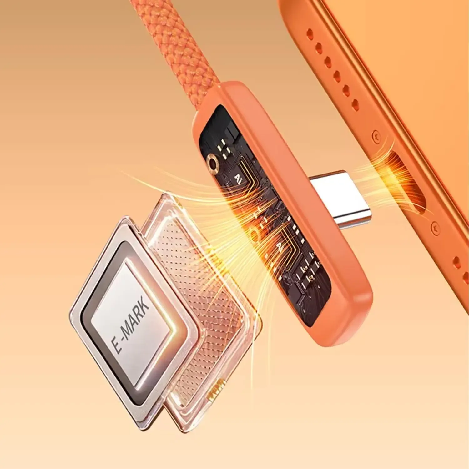 Câble de données USB-C coudé à 90°, en nylon tressé, avec charge rapide PD 45 W, compatible iPhone 17, 16, 15 Pro Max, Samsung et Android 3