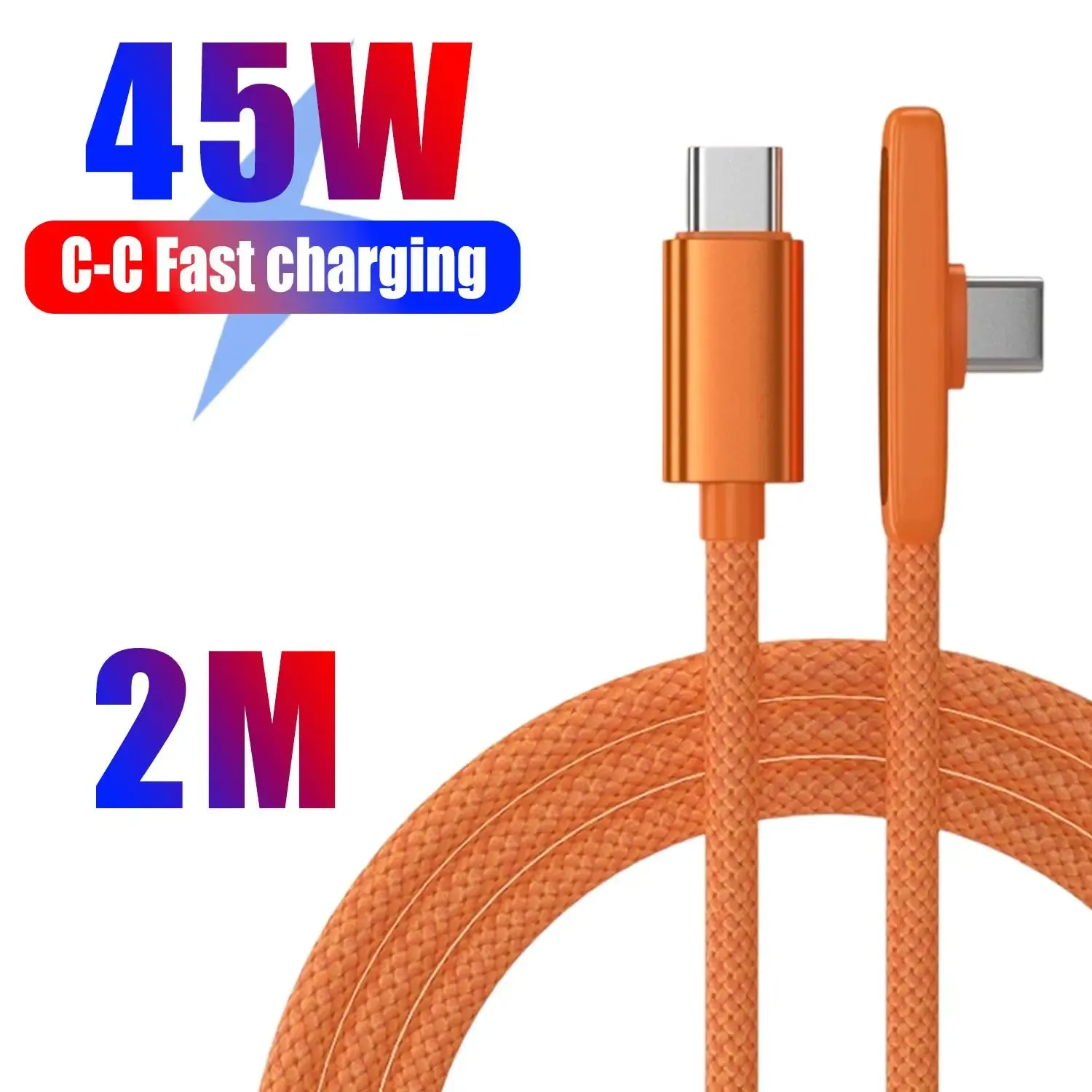 Câble de données USB-C coudé à 90°, en nylon tressé, avec charge rapide PD 45 W, compatible iPhone 17, 16, 15 Pro Max, Samsung et Android 8