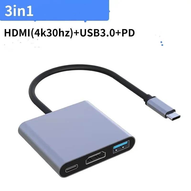 Adaptateur USB-C vers HDMI 4K avec hub USB 3.0 et charge USB-C 8