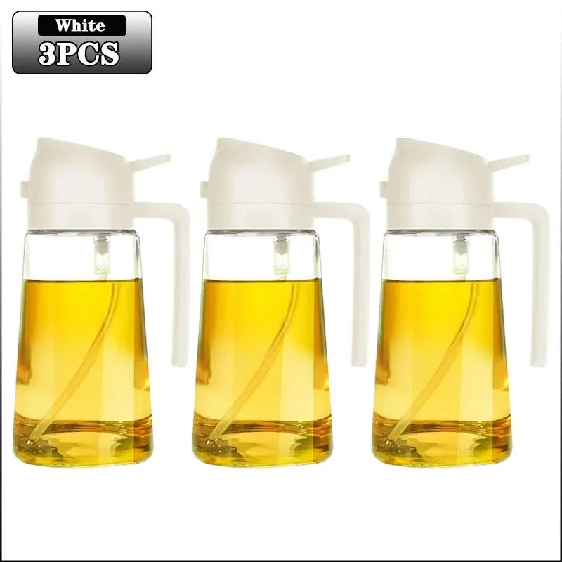 Bouteille d'huile 2-en-1 avec pulvérisateur et distributeur pour la cuisson, le barbecue et la pâtisserie 17