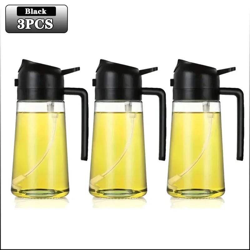 Bouteille d'huile 2-en-1 avec pulvérisateur et distributeur pour la cuisson, le barbecue et la pâtisserie 19