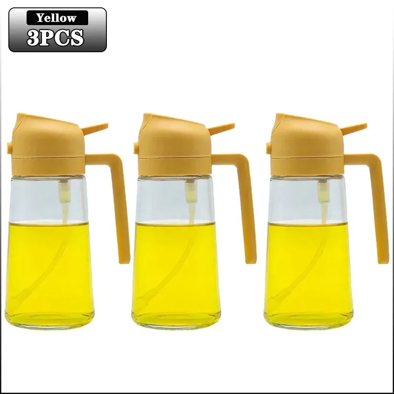 Bouteille d'huile 2-en-1 avec pulvérisateur et distributeur pour la cuisson, le barbecue et la pâtisserie 18