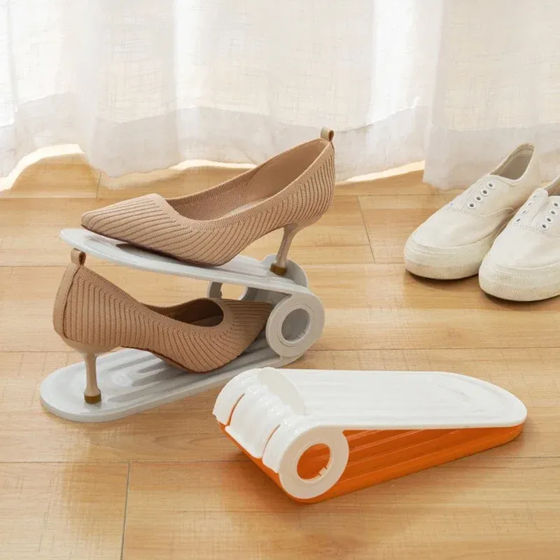 Lot de 2 supports de rangement réglables pour chaussures, organiseur double couche en PP 3