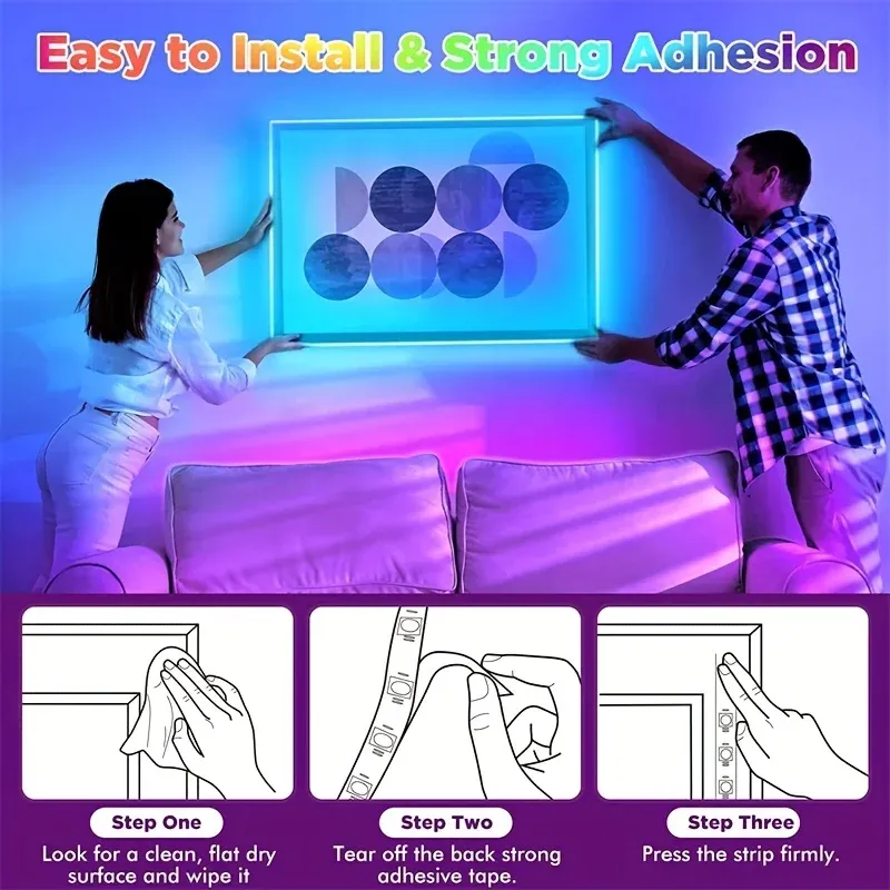 Bande LED RGB 5050 pour rétroéclairage de téléviseur, contrôle Bluetooth et USB (5 m, 10 m, 20 m, 40 m) 5