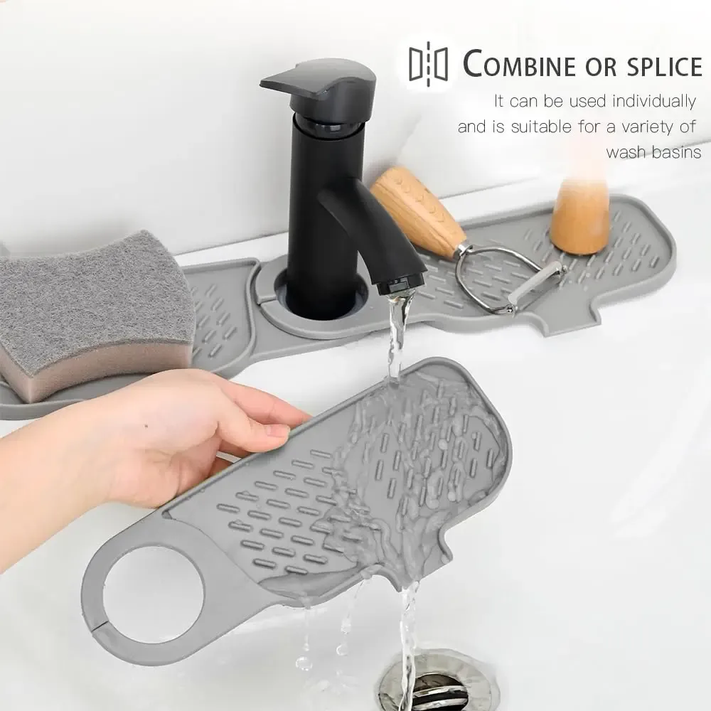 Tapis de protection en silicone pour évier, pare-éclaboussures et égouttoir pour cuisine, salle de bain et buanderie 2