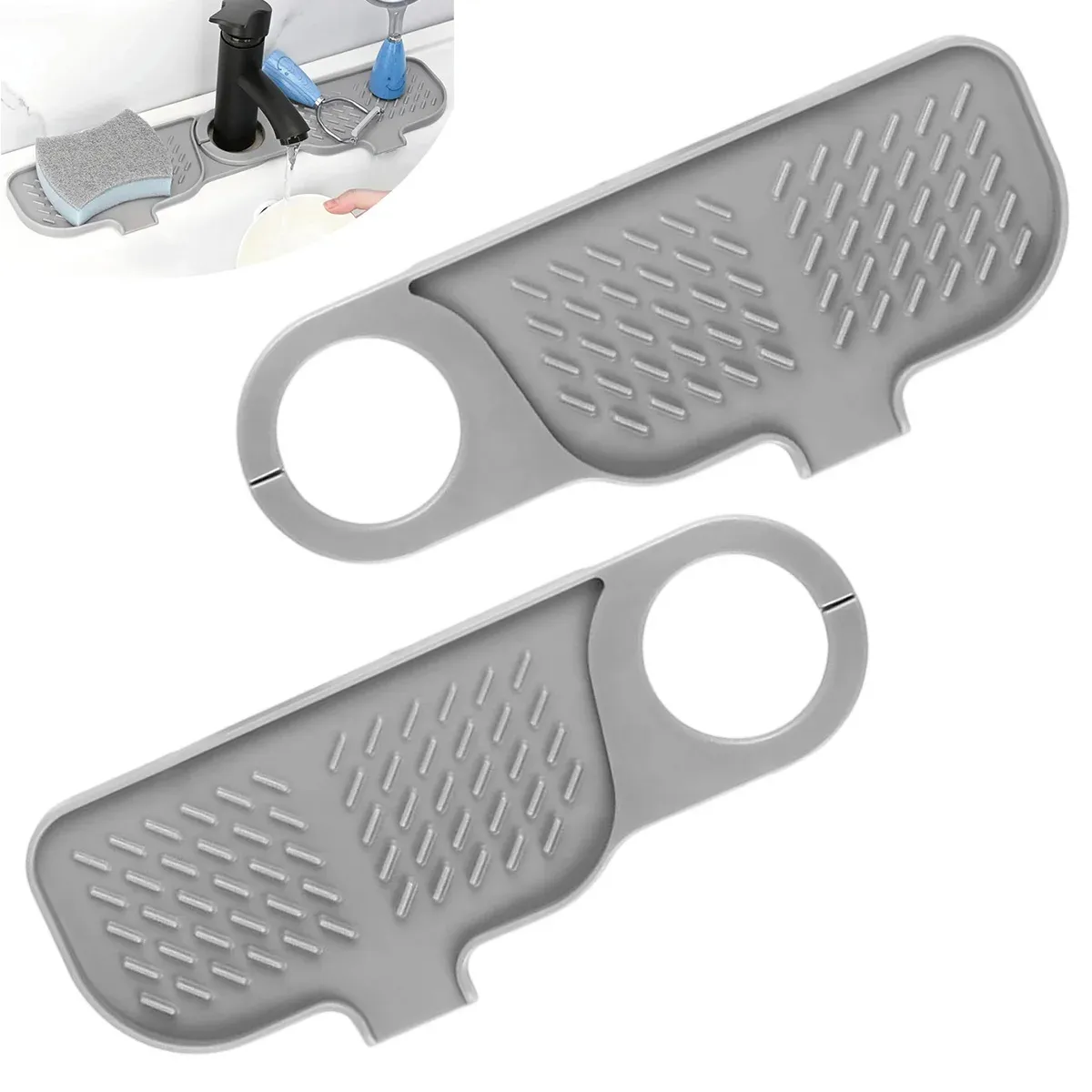 Tapis de protection en silicone pour évier, pare-éclaboussures et égouttoir pour cuisine, salle de bain et buanderie