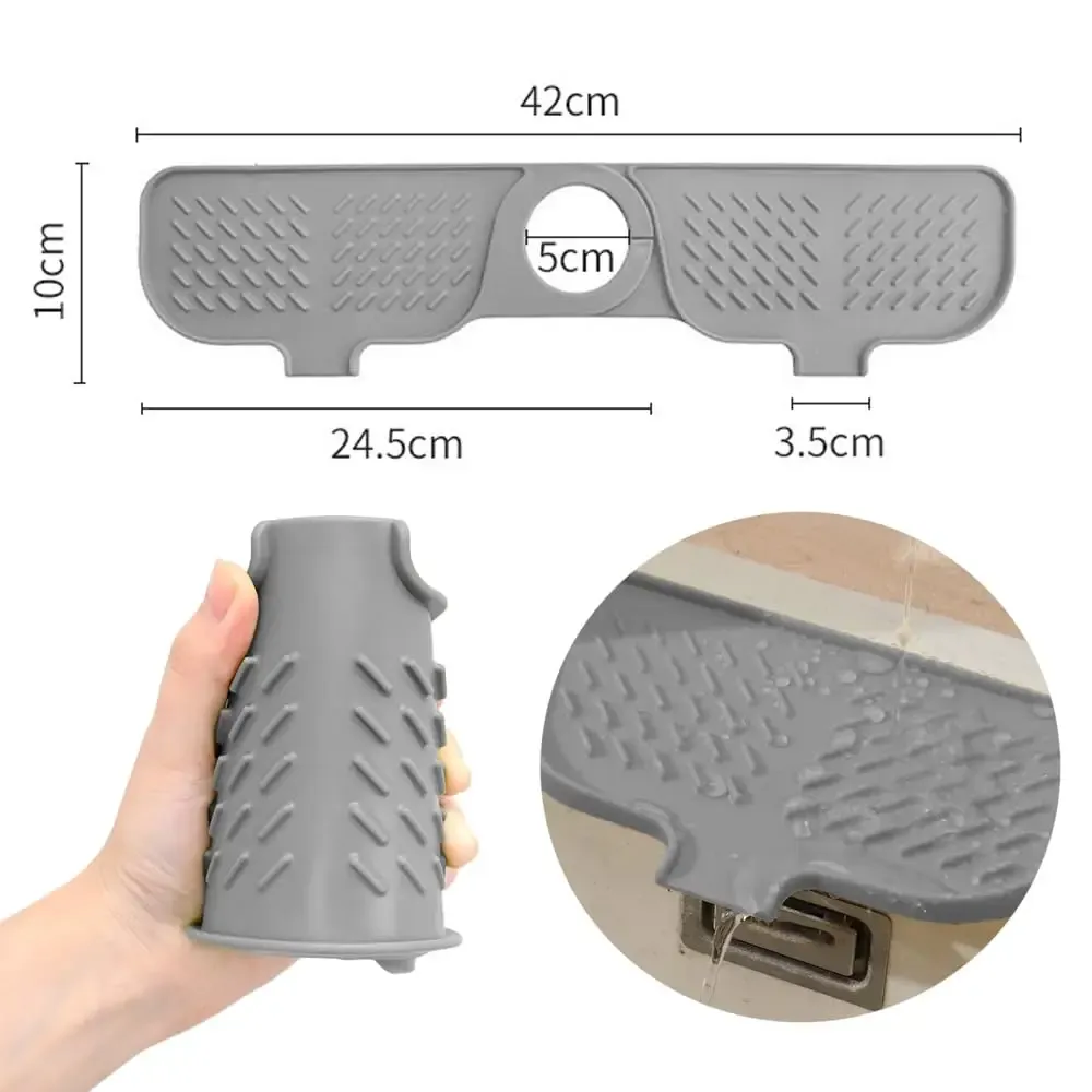 Tapis de protection en silicone pour évier, pare-éclaboussures et égouttoir pour cuisine, salle de bain et buanderie 3