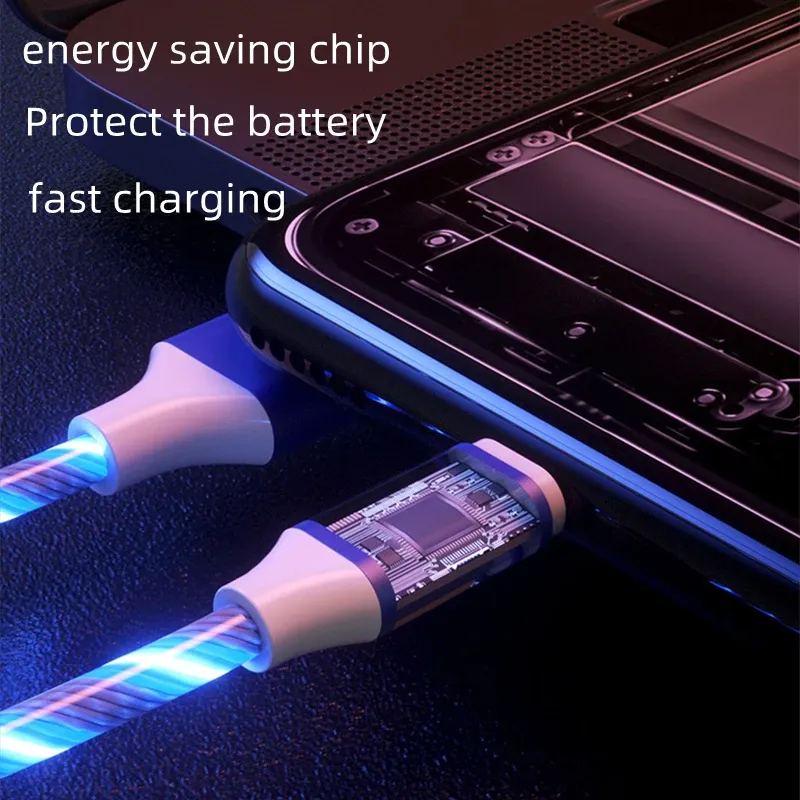 Câble de charge lumineux LED, détail de l'éclairage
