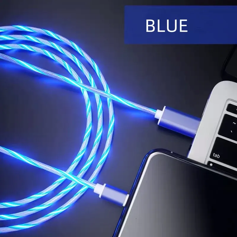 Câble de charge lumineux à LED pour smartphone, compatible micro USB, USB-C, Samsung, Xiaomi et iPhone 13/14 12
