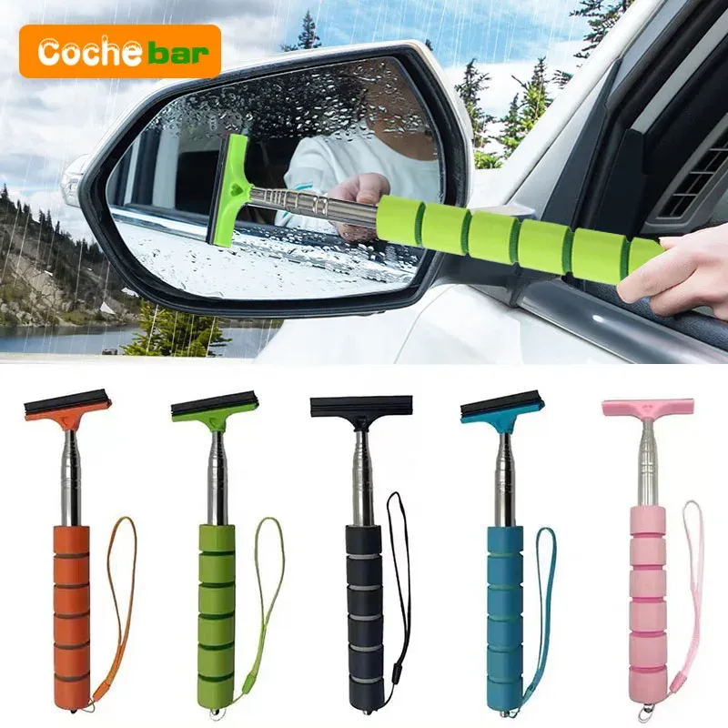 Brosse télescopique de nettoyage de vitres avec grattoir et nettoyeur automatique de buée pour rétroviseur 3
