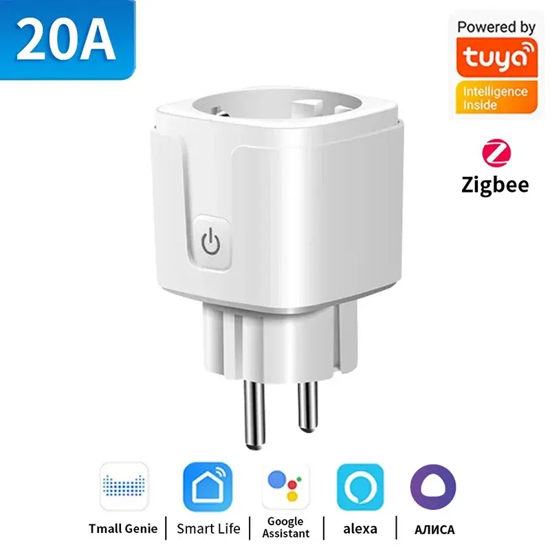 Prise intelligente TNCE TUYA WiFi ou Zigbee 3.0, prise EU 16A/20A avec moniteur de puissance, fonction de synchronisation, compatible commande vocale Alexa et Google Home 7